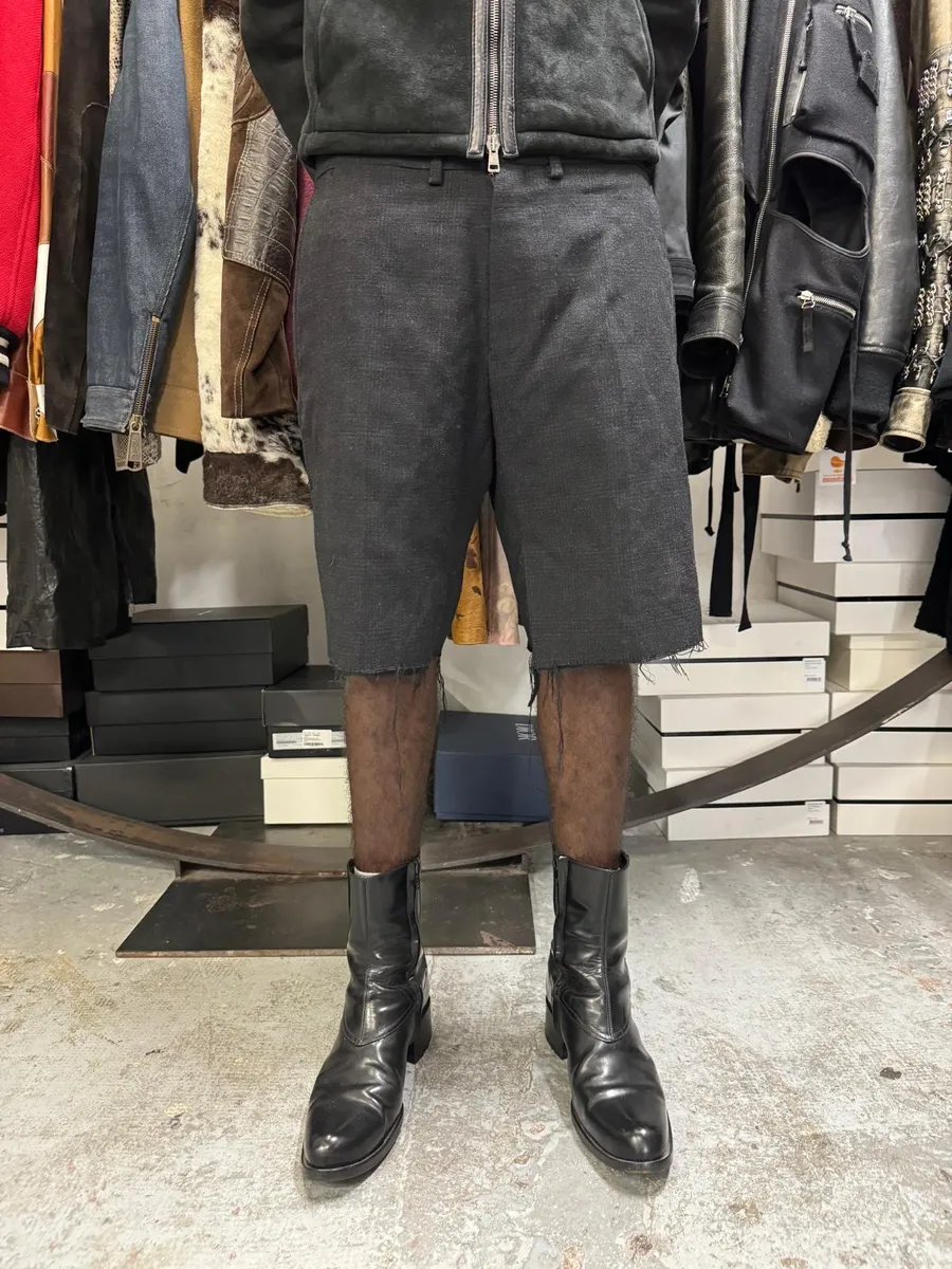 Dries Van Noten Black Wool Distressed Shorts