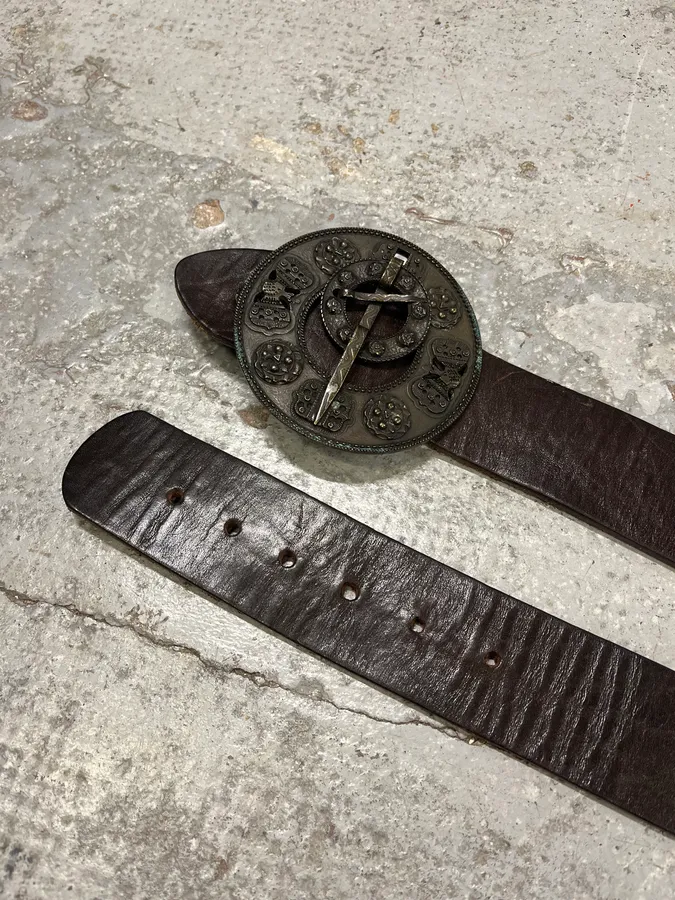 Dries Van Noten Brown Leather Sword Buckle Belt - Image 3