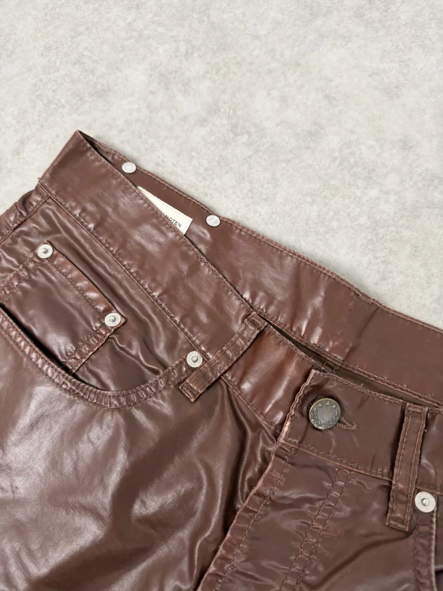 Dries Van Noten Brown Premium Waxed Effect Pants - Image 11