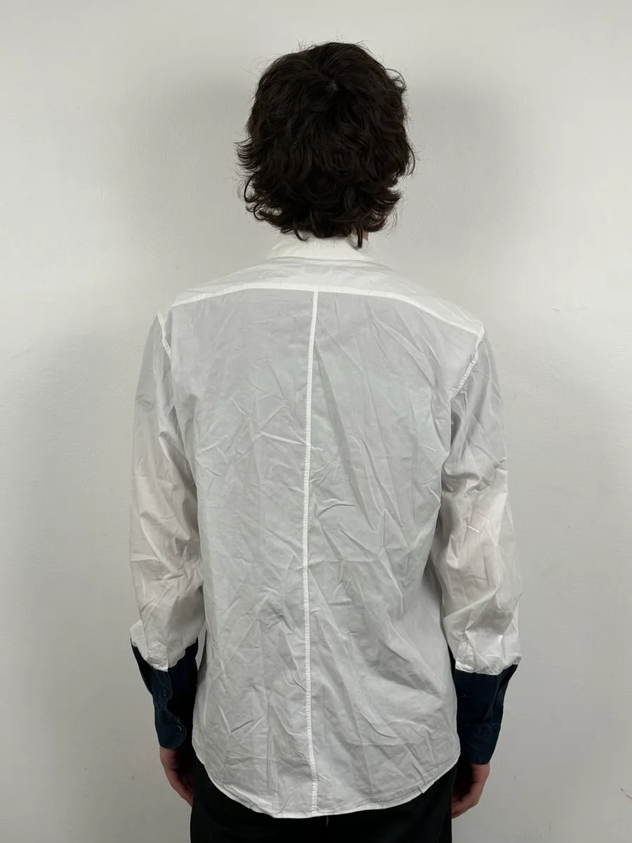 Dries Van Noten Contemporary White & Navy Shirt - Image 3