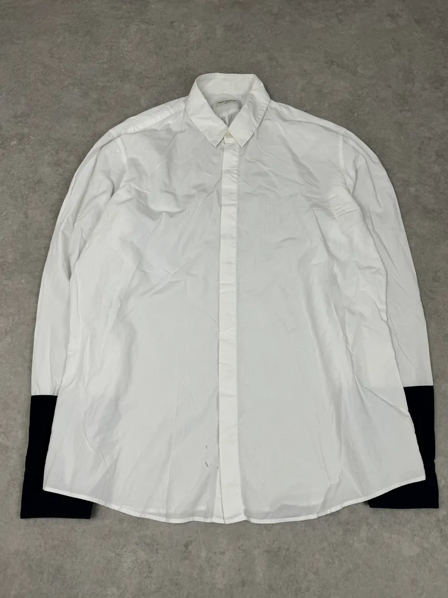 Dries Van Noten Contemporary White & Navy Shirt - Image 4