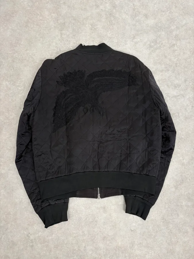Dries Van Noten Eagle Black Quilted Bomber Light Jacket - Image 6