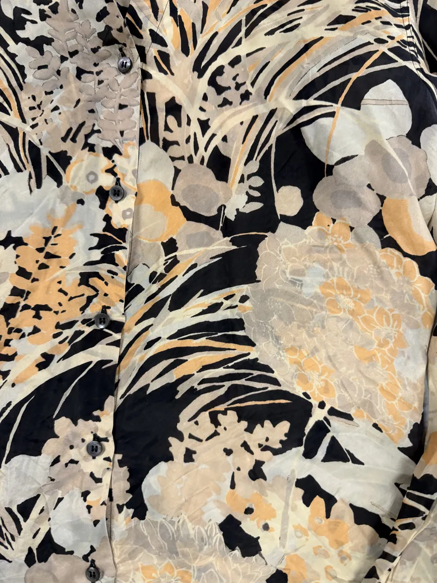 Dries Van Noten Floral Beige & Black Silk Shirt - Image 12