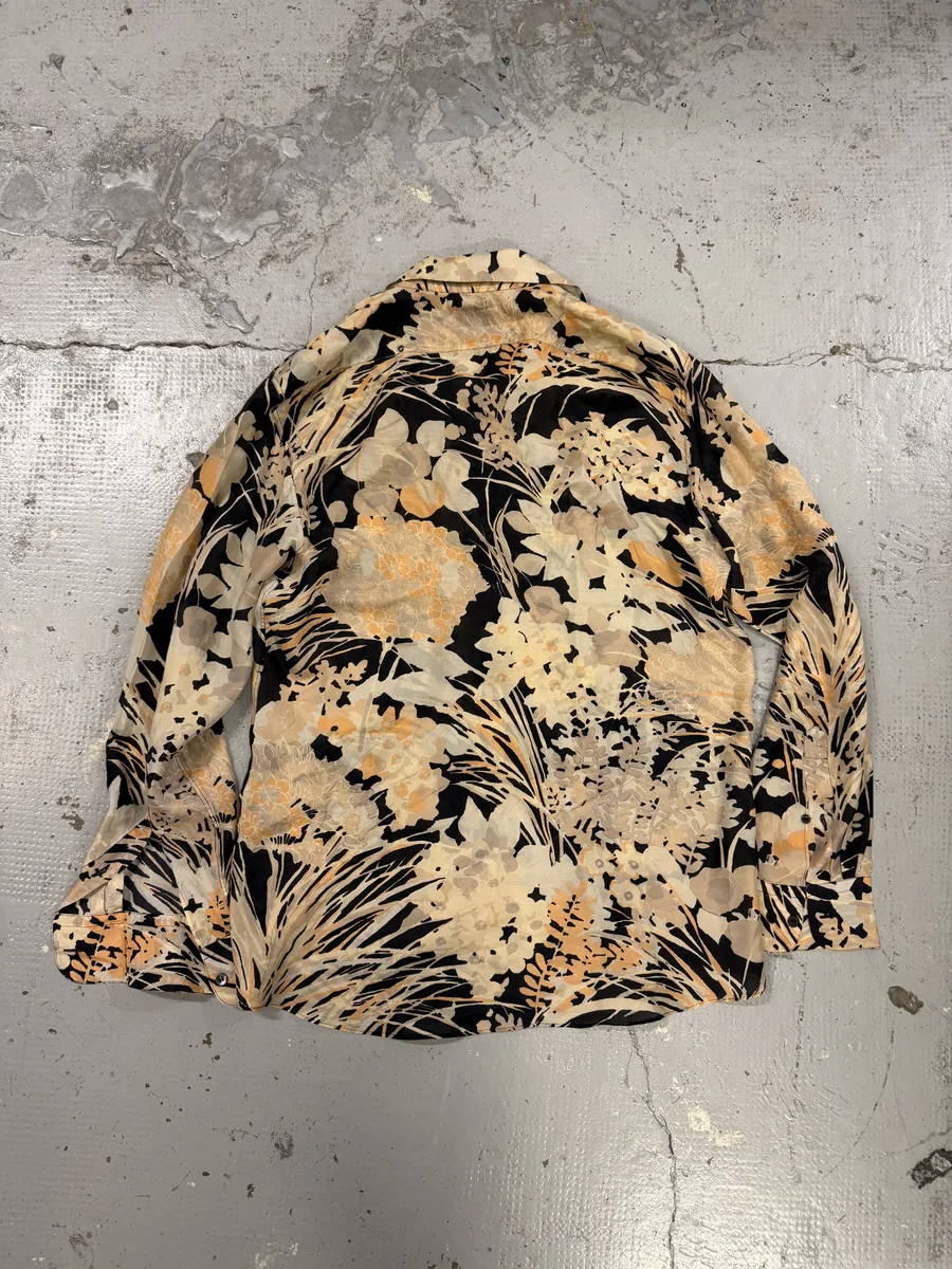 Dries Van Noten Floral Beige & Black Silk Shirt - Image 4