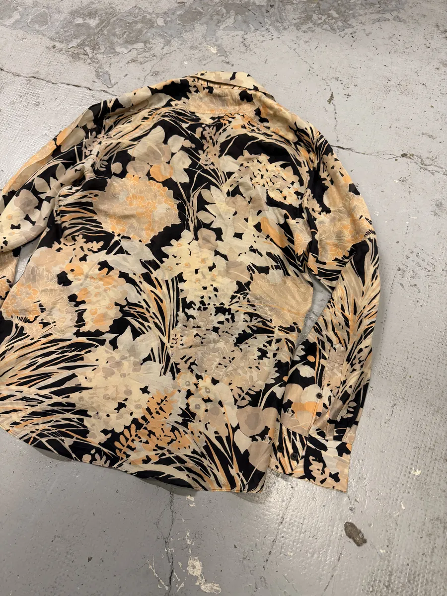Dries Van Noten Floral Beige & Black Silk Shirt - Image 8