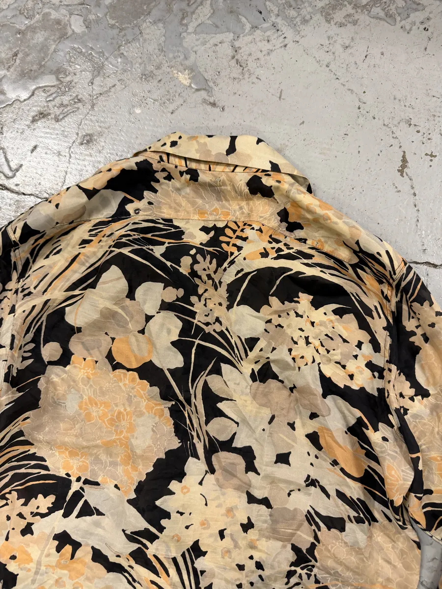 Dries Van Noten Floral Beige & Black Silk Shirt - Image 9