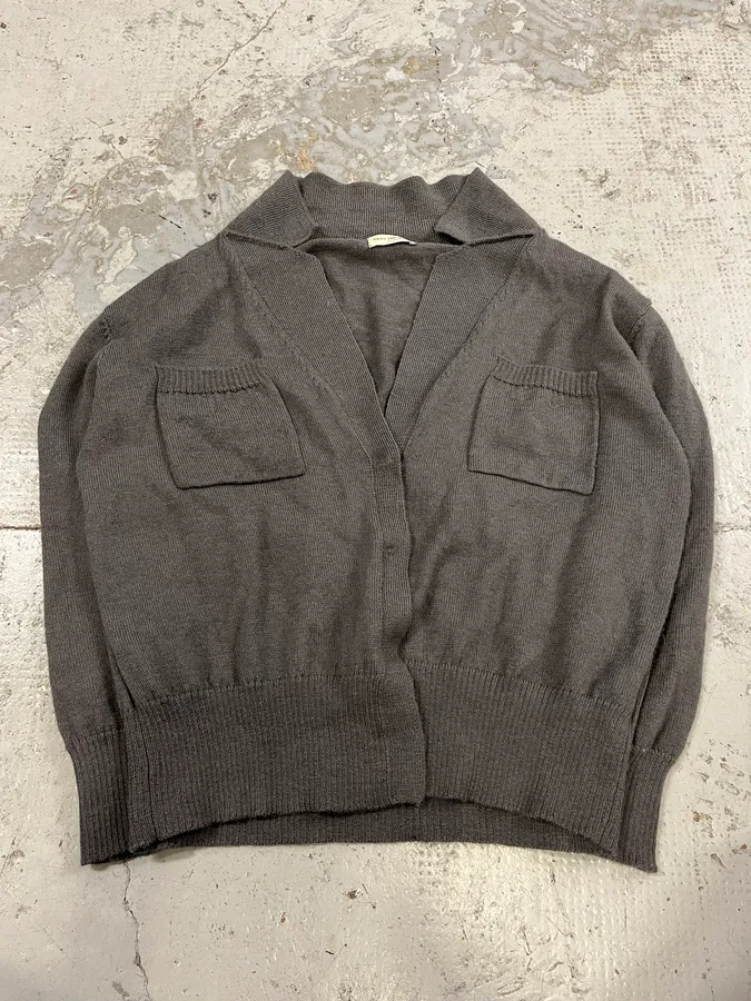 Dries Van Noten Grey Alpaca Buttoned Cardigan - Image 2
