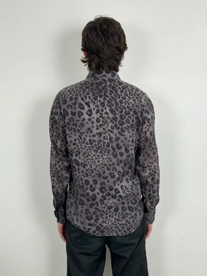Dries Van Noten Grey & Black Leopard Print Shirt - Image 3