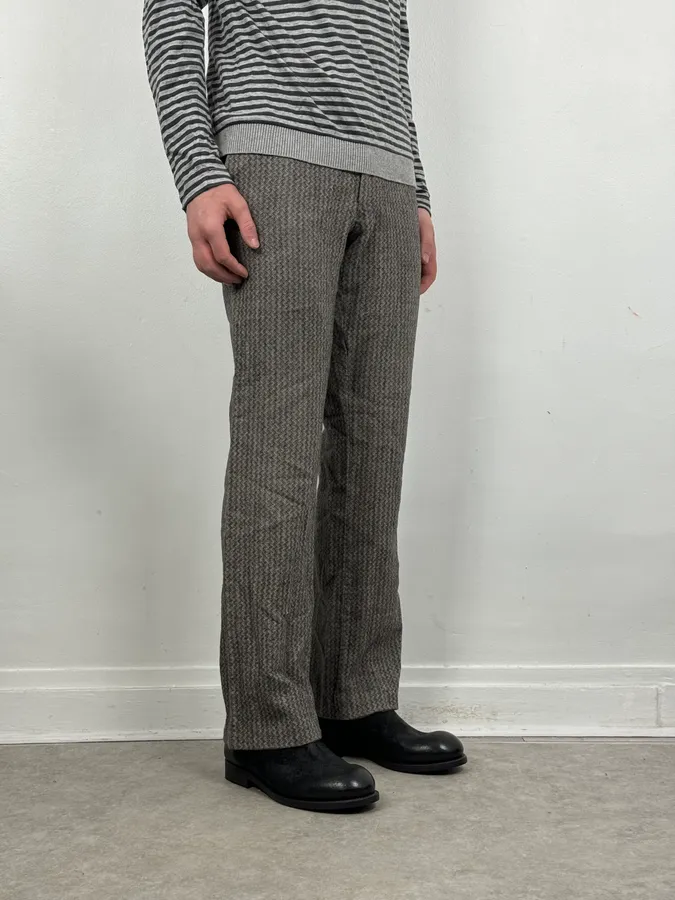 Dries Van Noten Grey Classy Wool Mozaic Pants - Image 3