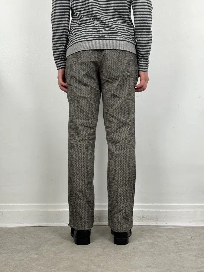 Dries Van Noten Grey Classy Wool Mozaic Pants - Image 4