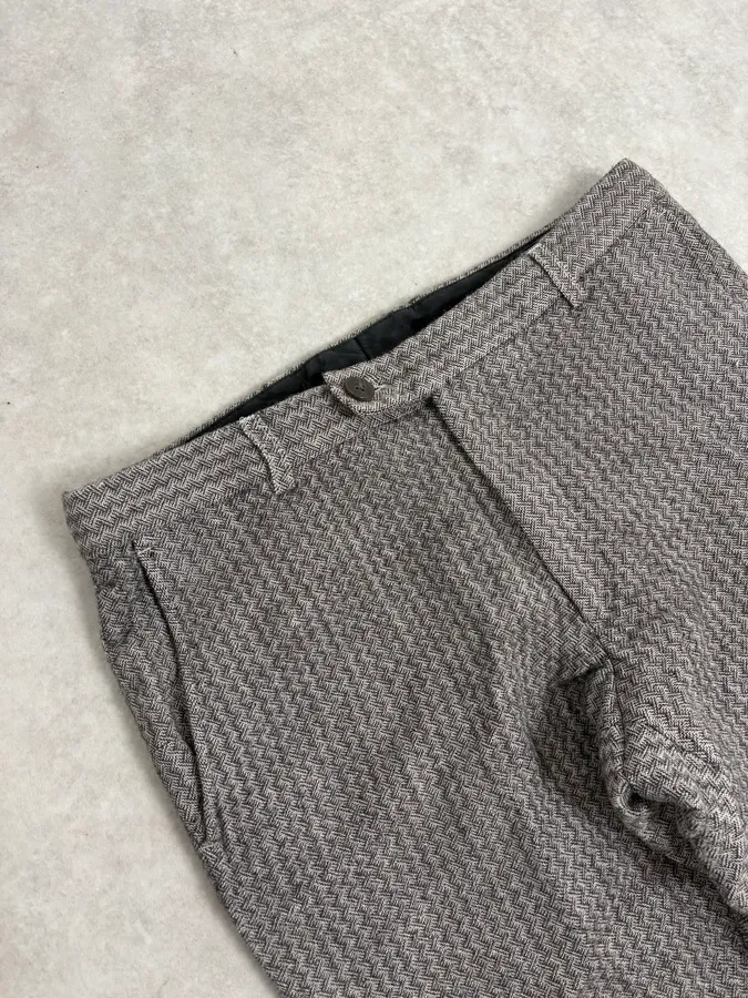 Dries Van Noten Grey Classy Wool Mozaic Pants - Image 6