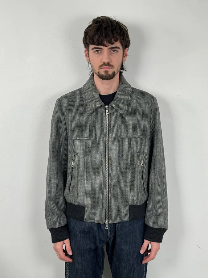 Dries Van Noten Grey Wool Classy Bomber Jacket - Image 2