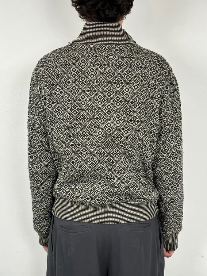 Dries Van Noten Grey Wool Jacquard Zip-up Jacket - Image 3