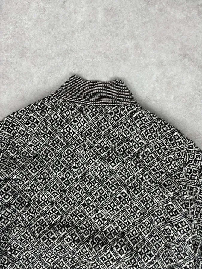 Dries Van Noten Grey Wool Jacquard Zip-up Jacket - Image 6