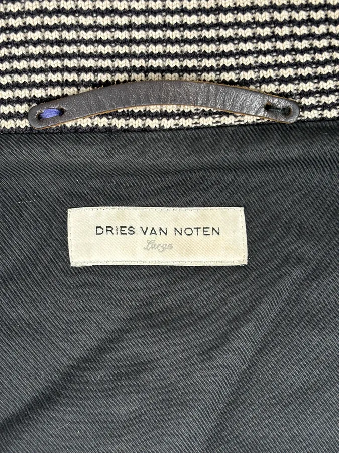 Dries Van Noten Grey Wool Jacquard Zip-up Jacket - Image 9
