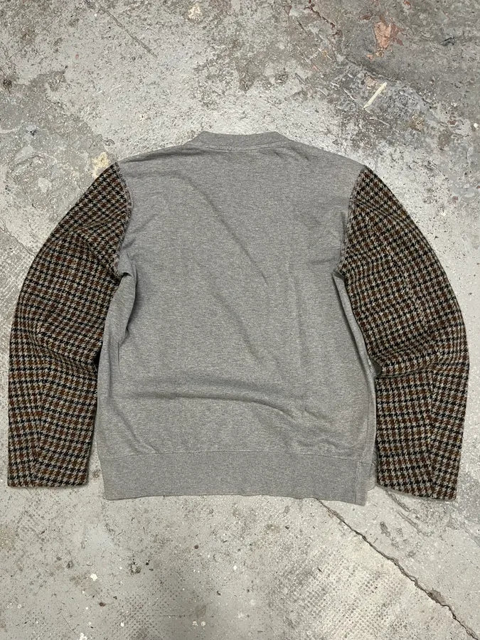Dries Van Noten Hybrid Grey Checkered Arm Grey Sweater - Image 6