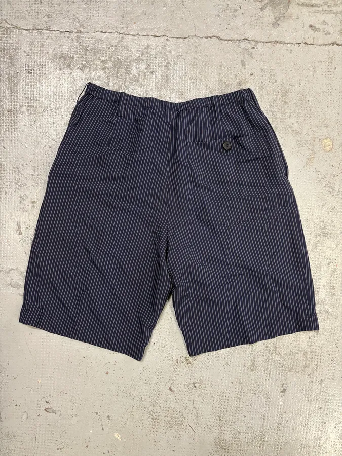 Dries Van Noten Navy Acetate Viscose Pinstripe Shorts - Image 7