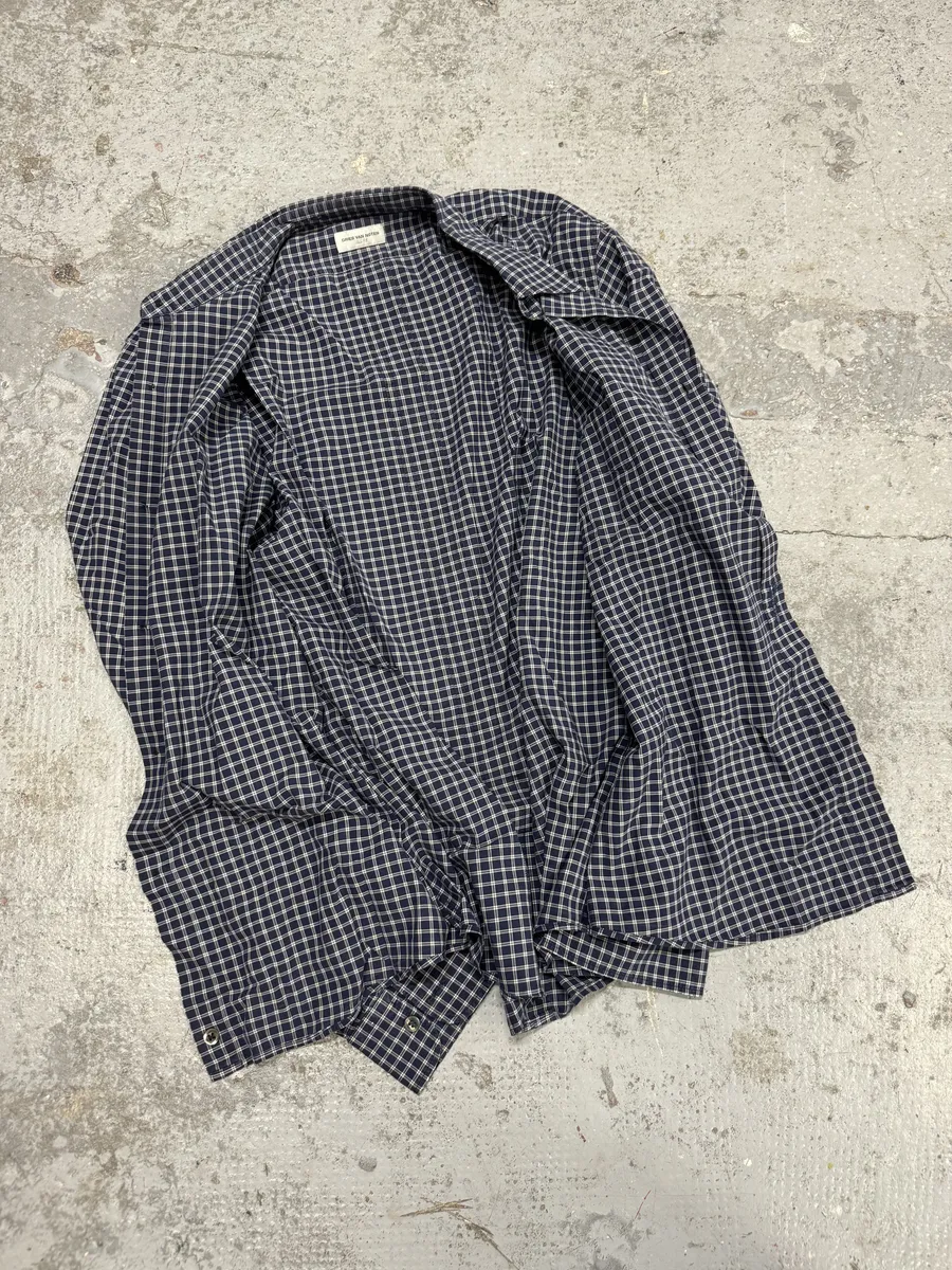 Dries Van Noten Navy Checkered Shirt - Image 7