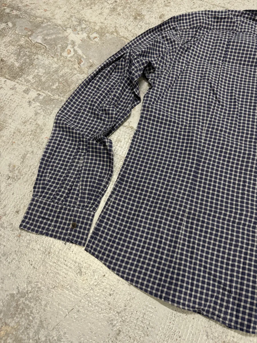 Dries Van Noten Navy Checkered Shirt - Image 8