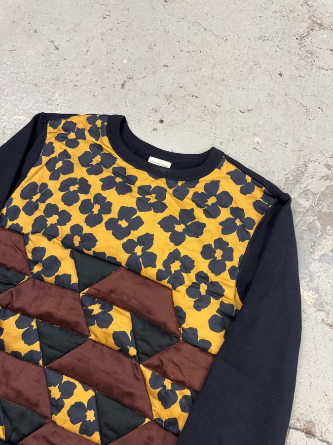 Dries Van Noten Navy Flowers Hybrid Bohemian Sweater - Image 2