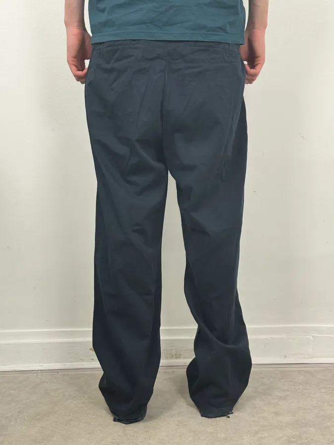 Dries Van Noten Navy Minimalist Belted Cozy Pants - Image 4