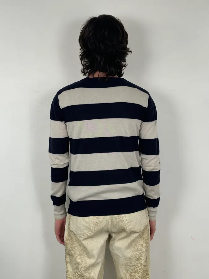 Dries Van Noten Navy & White Striped Sweater - Image 3
