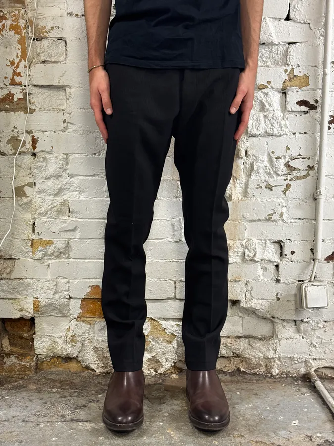 Dries Van Noten Navy Wool Slim Pants - Image 2