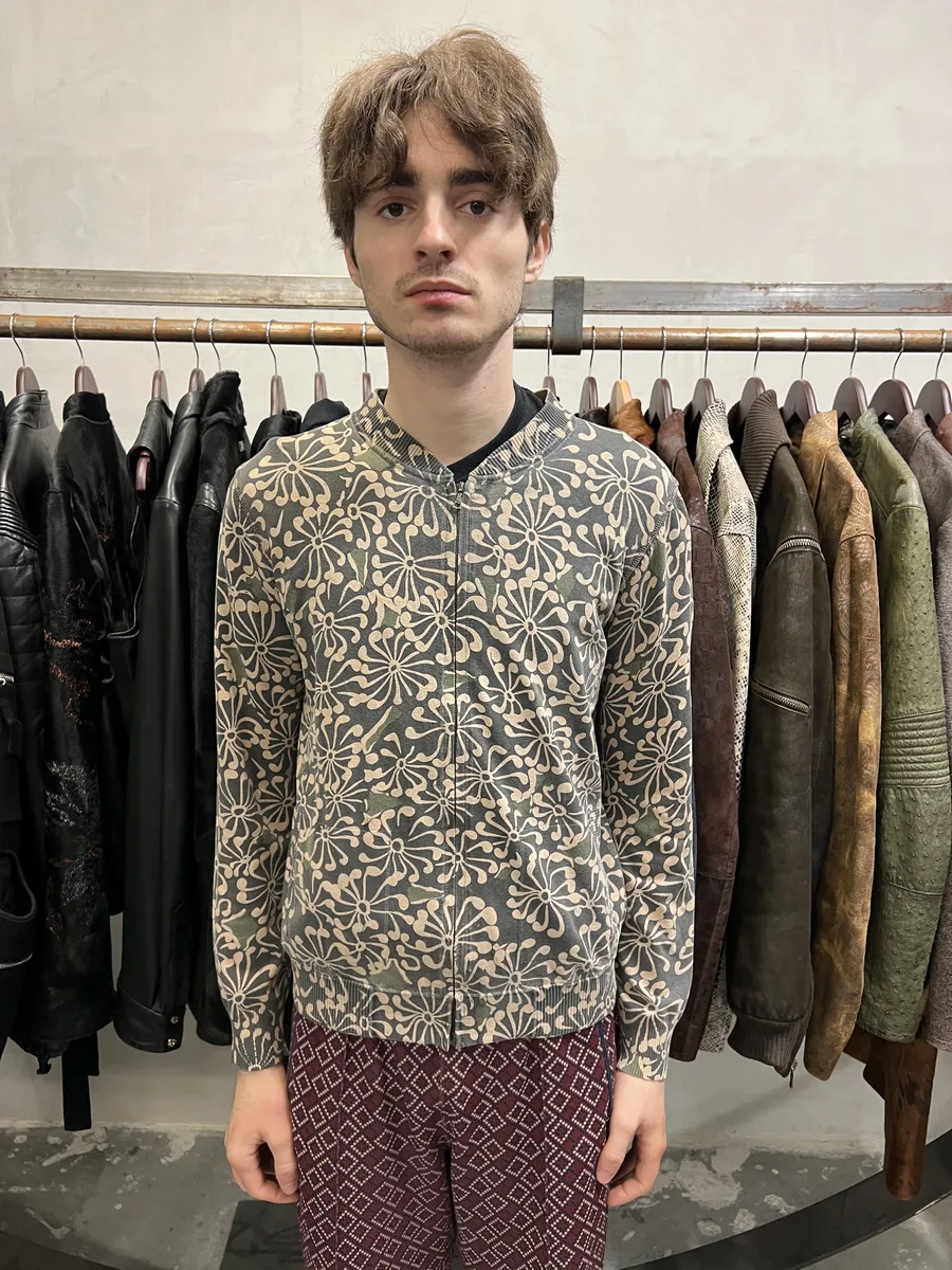 Dries Van Noten Olive Flower Bomber Jacket - Image 2