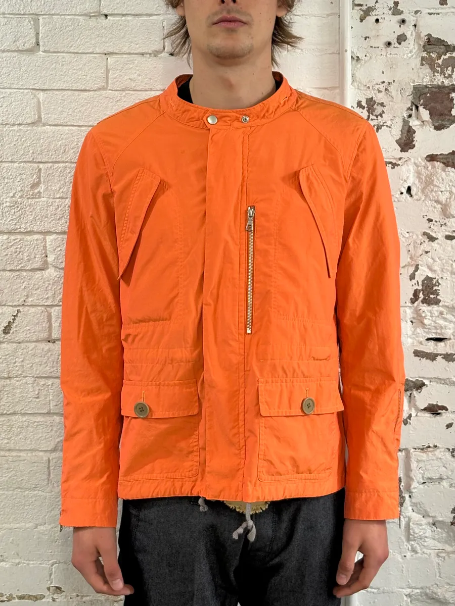 Dries Van Noten Orange Nylon Cargo Light Jacket - Image 2
