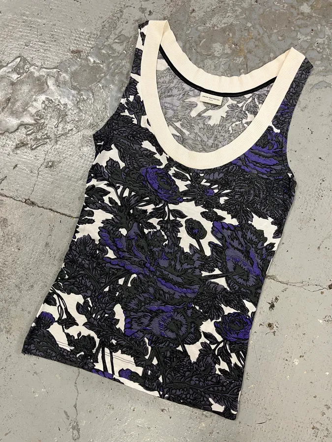 Dries Van Noten Purple Floral Obscure Tank Top - Image 2