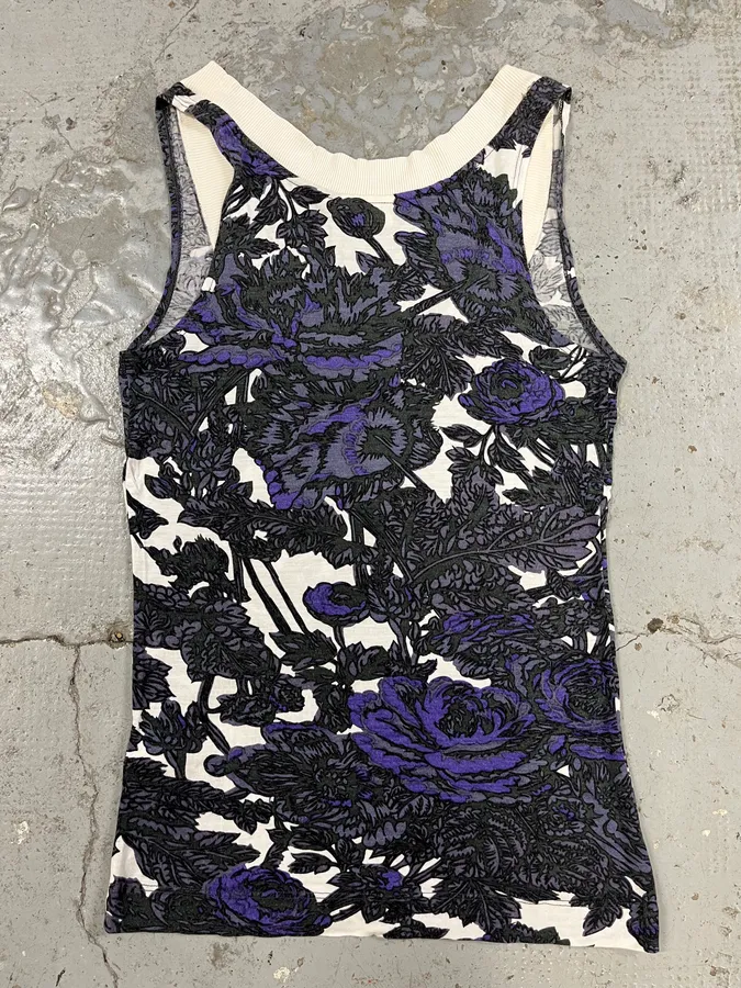 Dries Van Noten Purple Floral Obscure Tank Top - Image 3