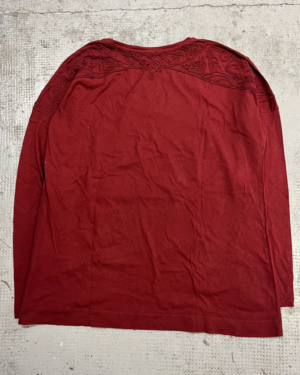 Dries Van Noten Red Embroidered Longsleeve T-Shirt - Image 7