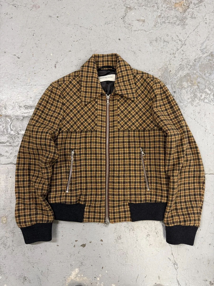 Dries Van Noten Wool Tartan Camel Jacket