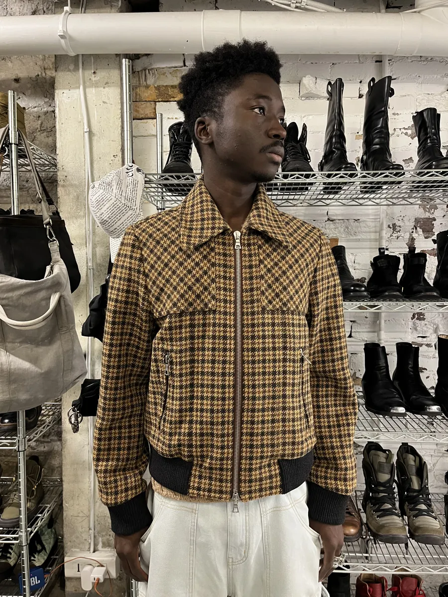 Dries Van Noten Wool Tartan Camel Jacket - Image 3