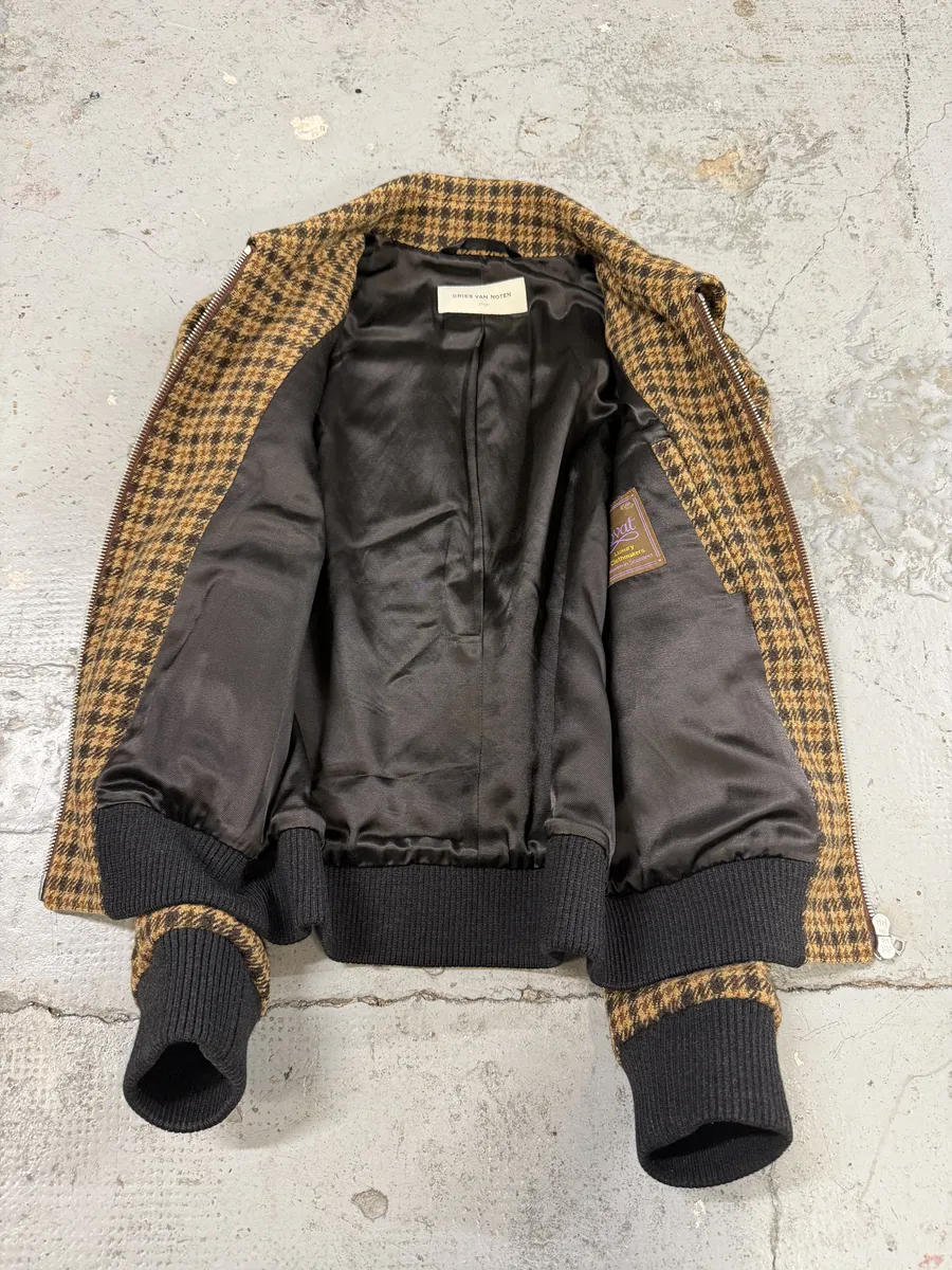 Dries Van Noten Wool Tartan Camel Jacket - Image 5