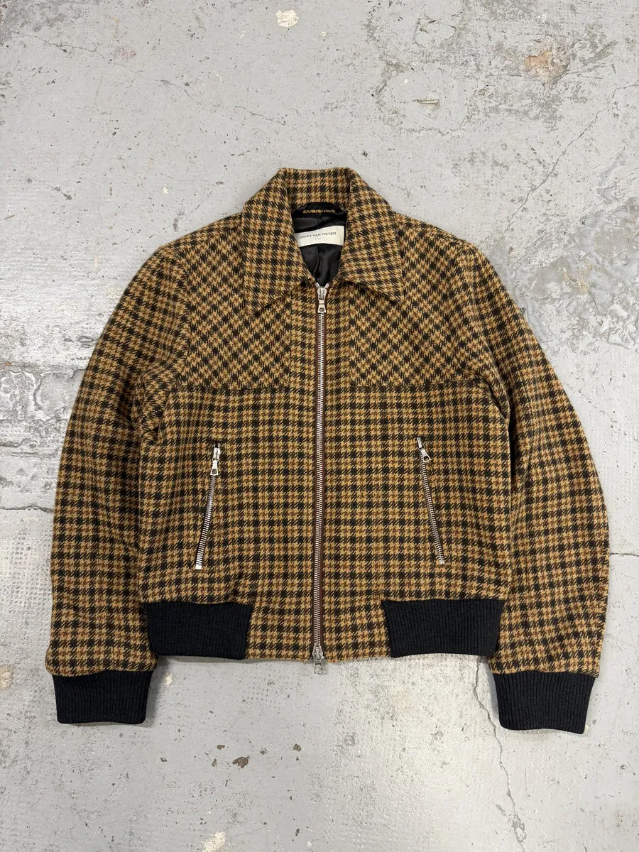 Dries Van Noten Wool Tartan Camel Jacket - Image 6