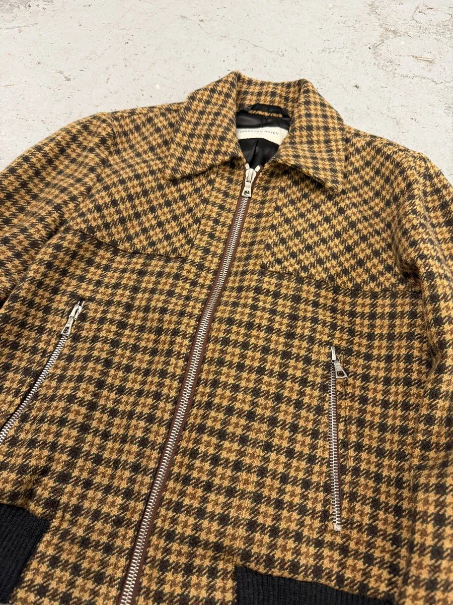 Dries Van Noten Wool Tartan Camel Jacket - Image 7