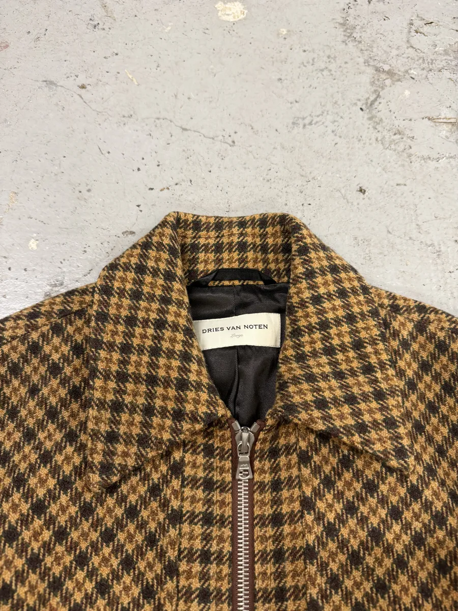 Dries Van Noten Wool Tartan Camel Jacket - Image 8