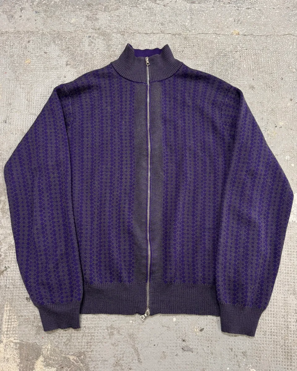 Drives Van Noten Wool Merino Purple Zip-Up