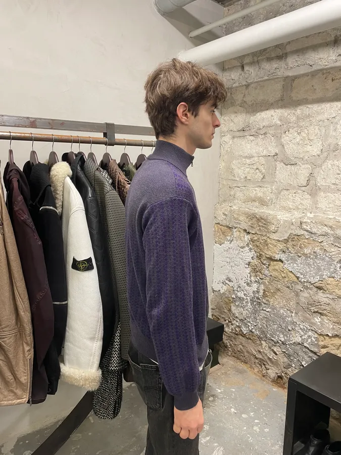 Drives Van Noten Wool Merino Purple Zip-Up - Image 5