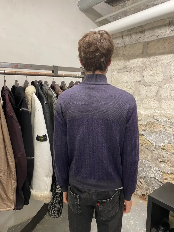 Drives Van Noten Wool Merino Purple Zip-Up - Image 6
