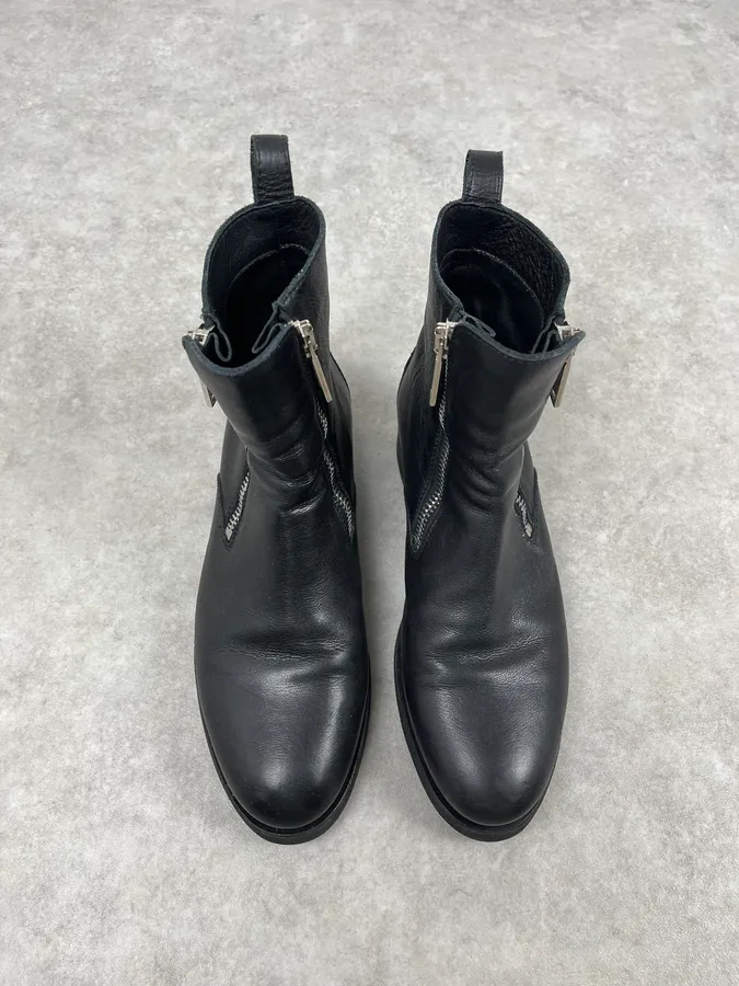 Dsquared2 Black High Leather Zip Boots - Image 2