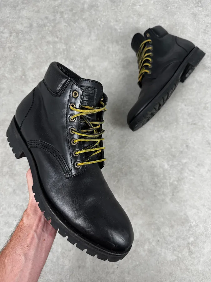Dsquared2 Black Lace-Up Leather Hiking Boots