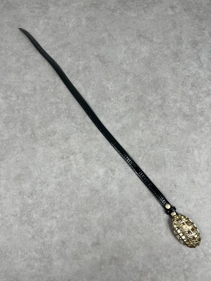 Dsquared2 Black Leather Golden Globe Belt - Image 8