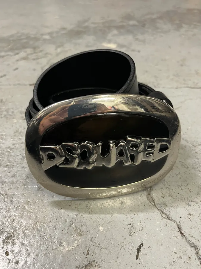 DSquared2 Black Leather Propaganda Buckle Belt - Image 4