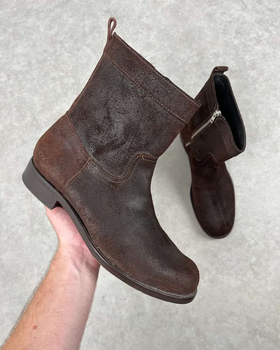 Dsquared2 Brown Suede Eroded Leather Boots