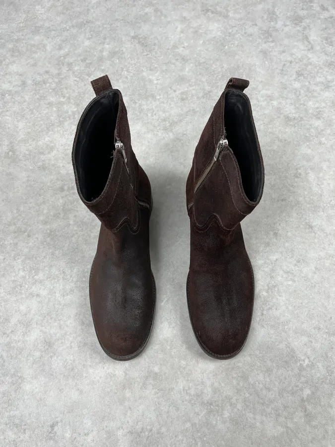 Dsquared2 Brown Suede Eroded Leather Boots - Image 2