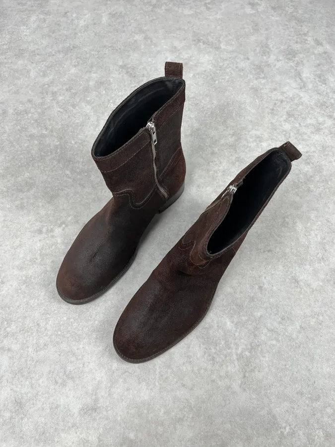 Dsquared2 Brown Suede Eroded Leather Boots - Image 4