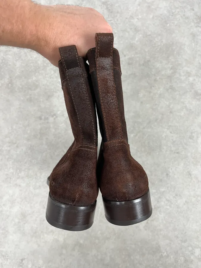 Dsquared2 Brown Suede Eroded Leather Boots - Image 6