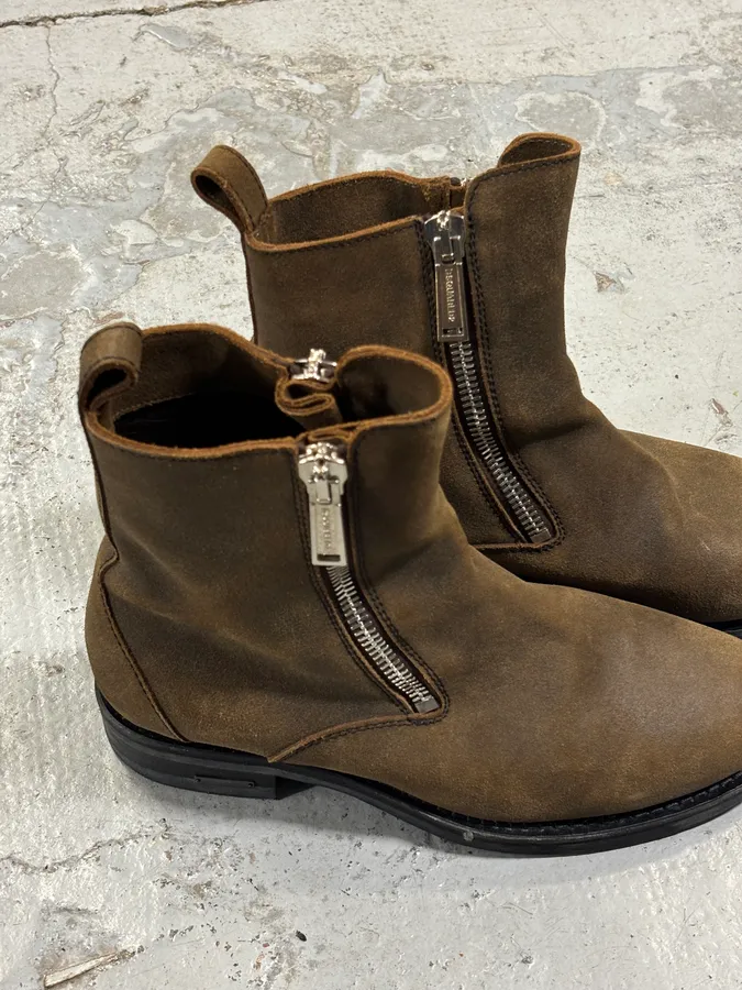 Dsquared2 Brown Suede Zip Chelsea Boots - Image 6